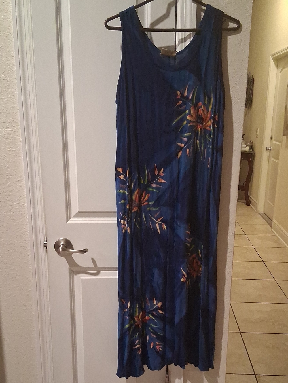 Sleeveless Floral Maxi Dress - Navy Blue